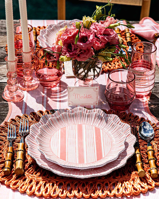 Cabana Stripe Melamine Dinner Plates, Set of 4